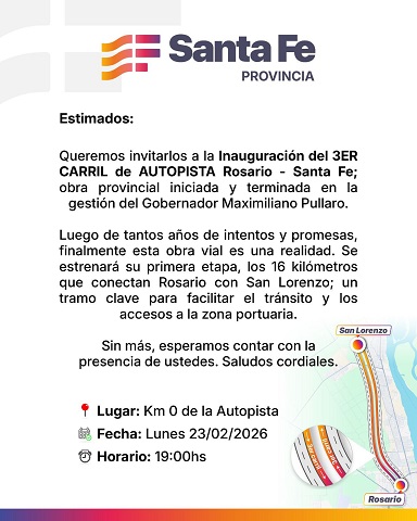 Inauguración del 3er CARRIL de Autopista Rosario - Santa Fe.